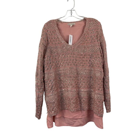 dressbarn Sweaters - Dressbarn Women's Metallic Pink Sweater Top
